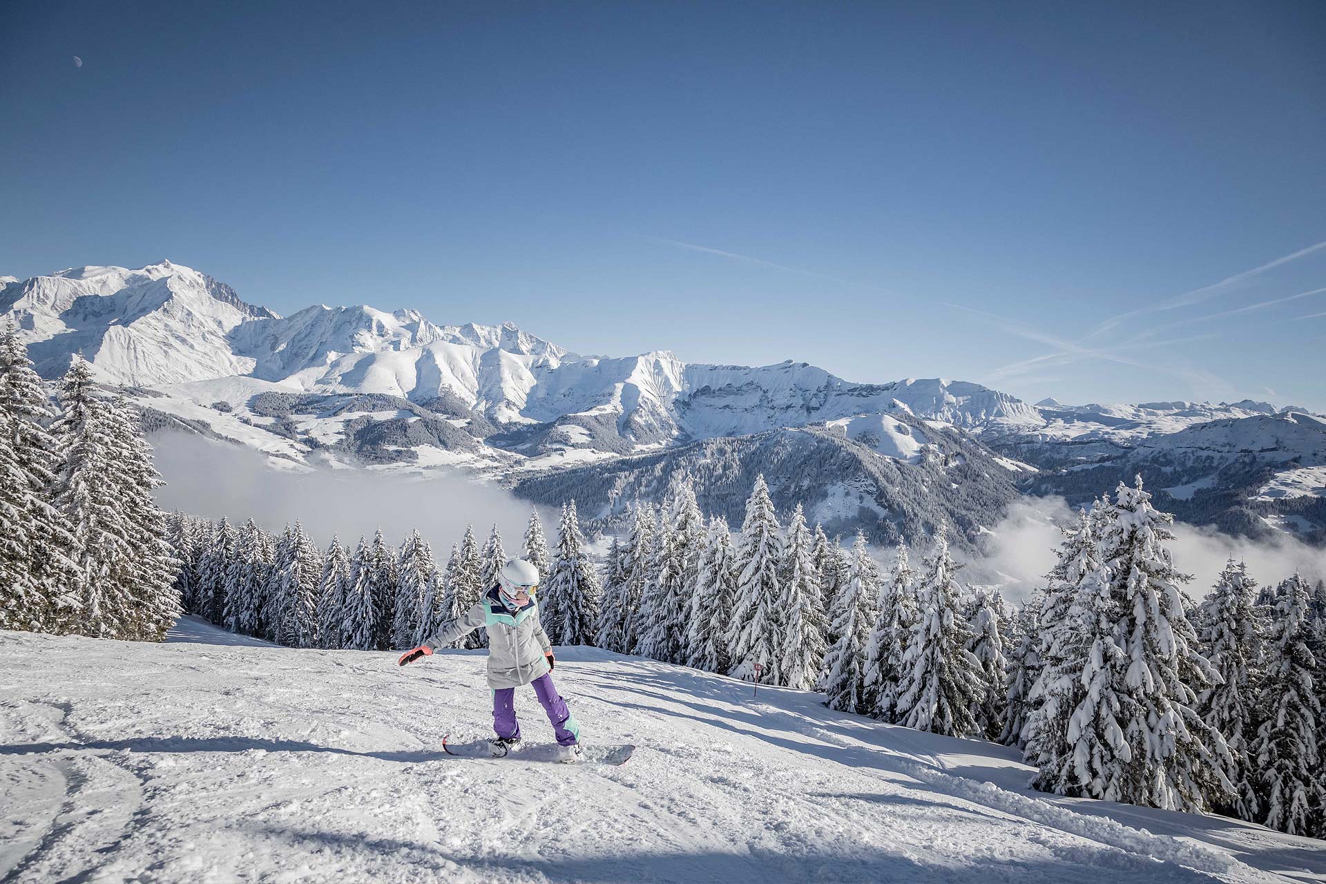 área de esqui de snowboard-megève