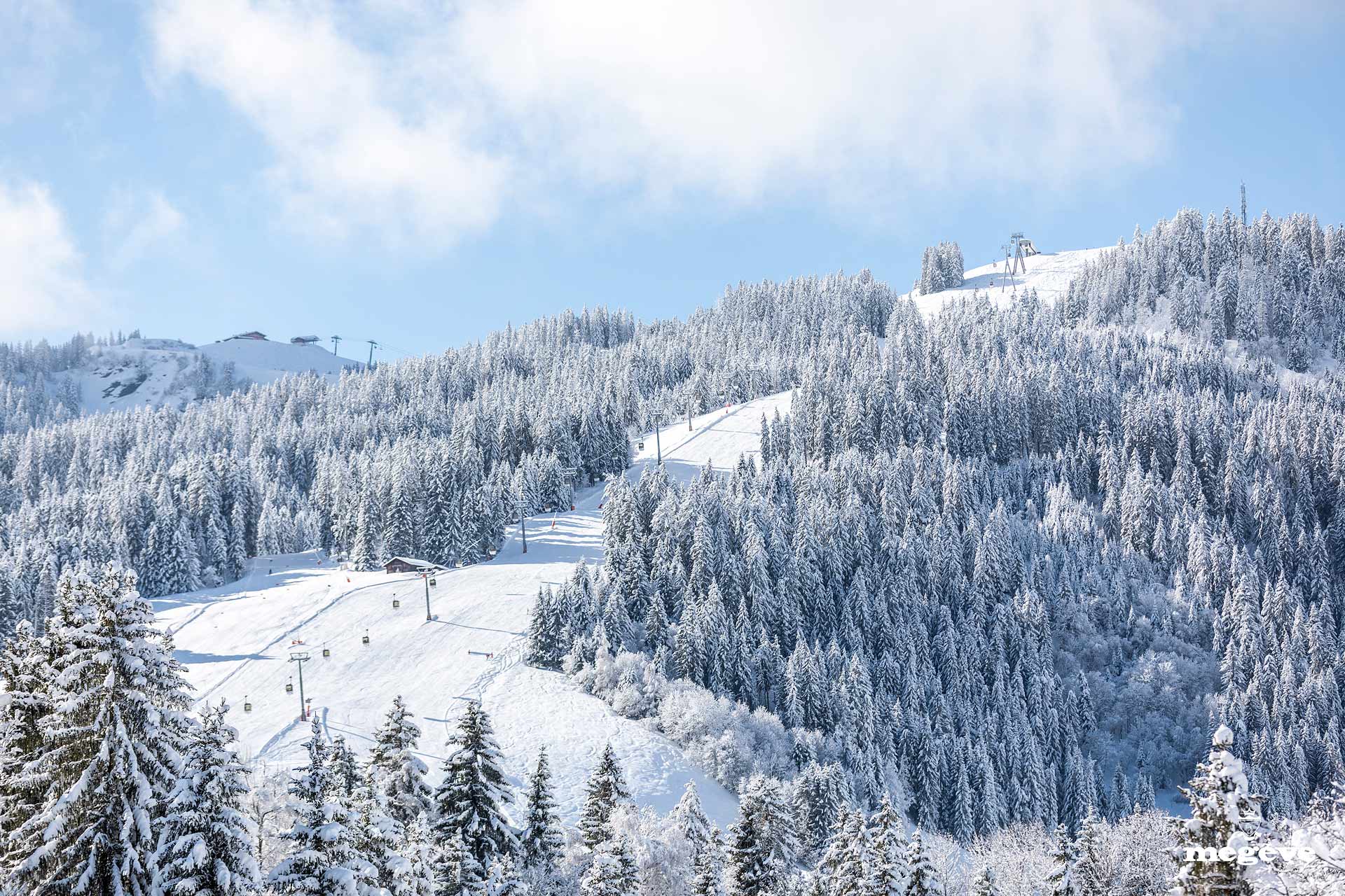 área de esqui na neve-sapins-megève