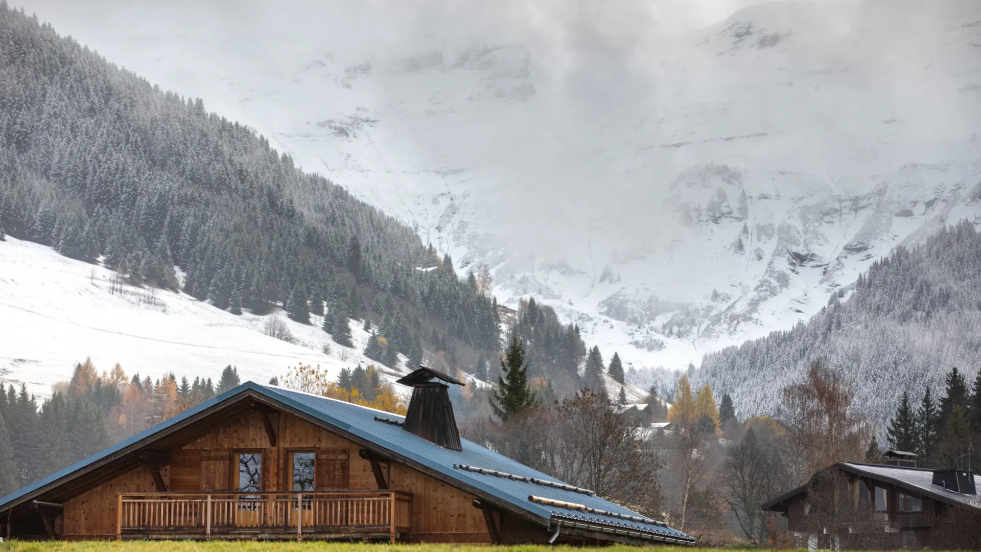 Megève automne chalet neige