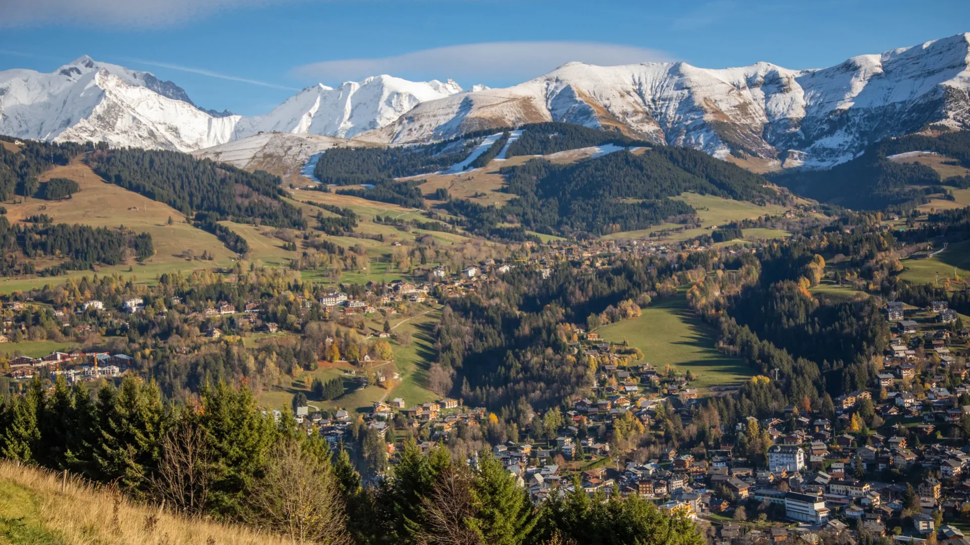 Panorama Megève automne neige