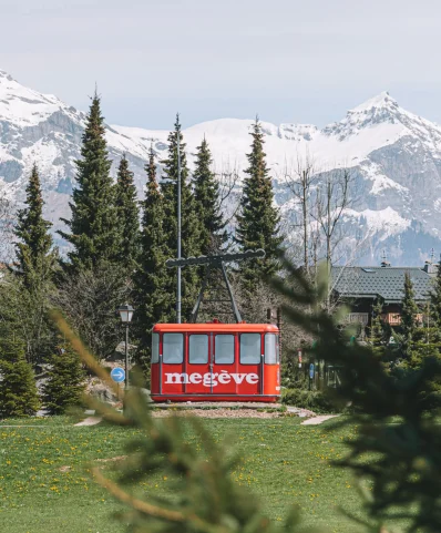 Megève spring cable car village