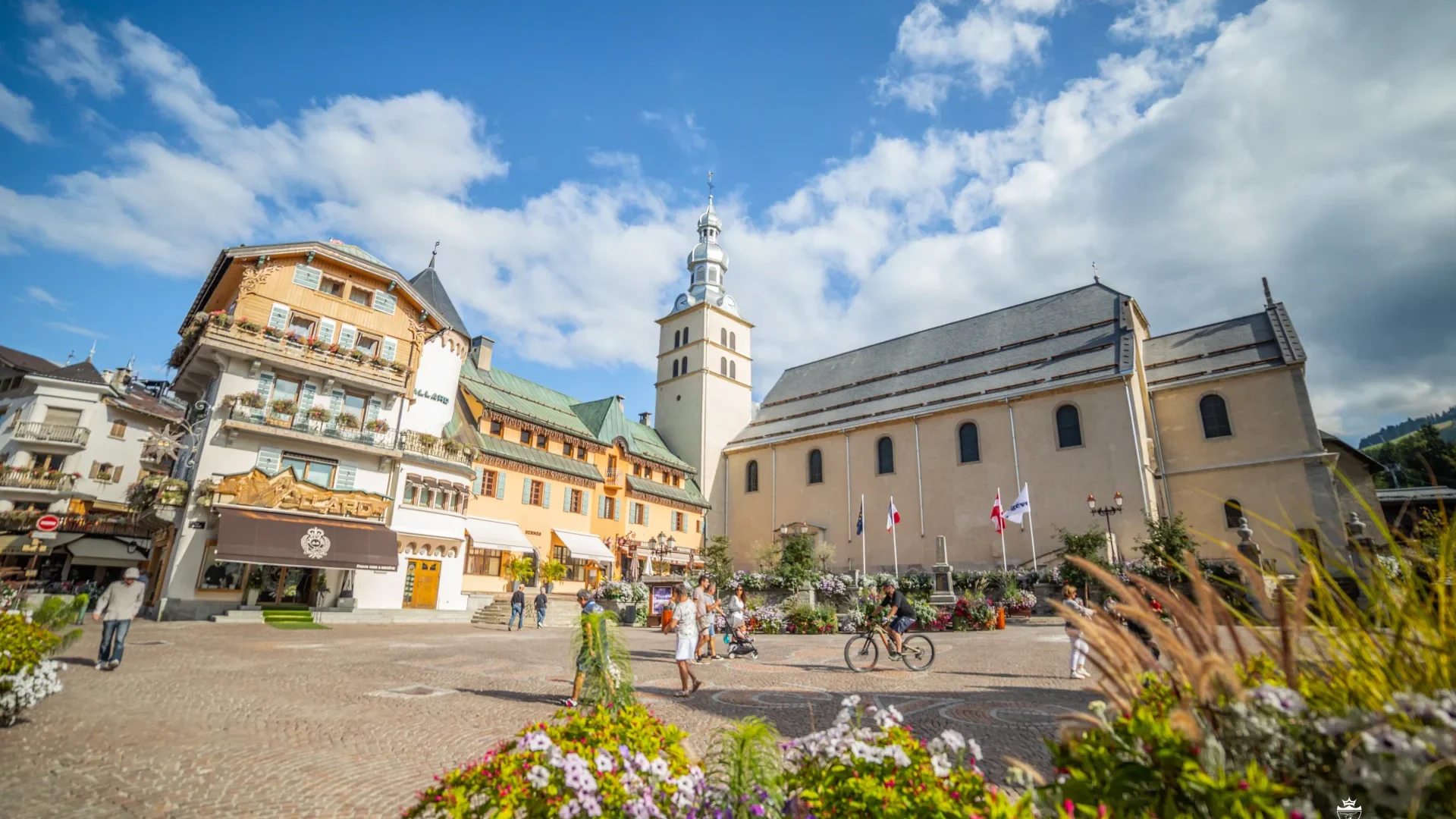 Vista del centro del villaggio di Megève ripresa dalla webcam.