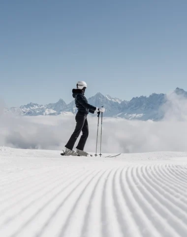skieuse qui contemple le paysage